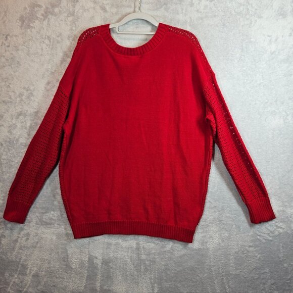 NWT Lane Bryant Womens 3X Red Open Knit V-Neck Sweater 100% Cotton Bold colorful - Picture 10 of 13